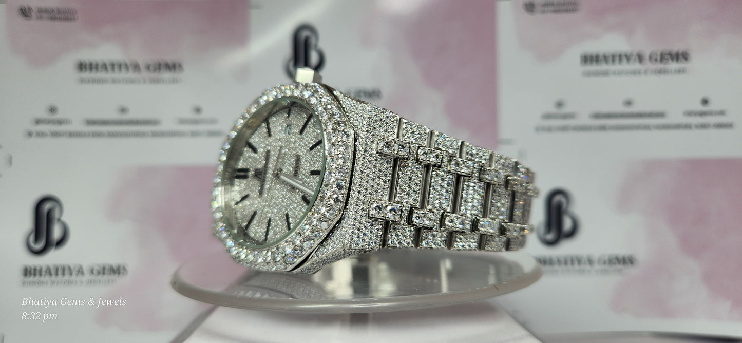Premium Quality Antique Fully Iced Out VVS Clarity Moissanite Diamond Watch for Men with Free Delivery