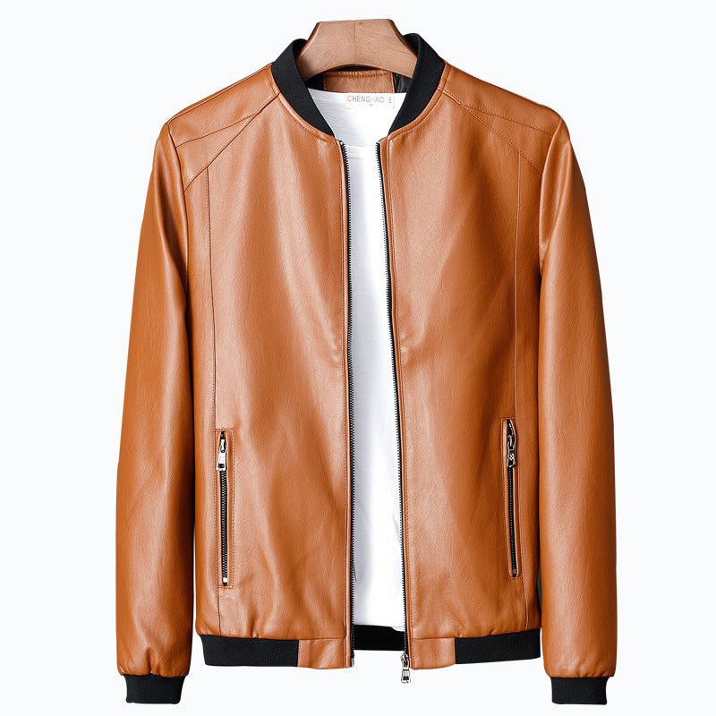 Wholesale Autumn Winter Plus 8XL Size Fashion Men's Leather Jackets Solid Color Zipper Faux Leather Casual PU Jacket for Men