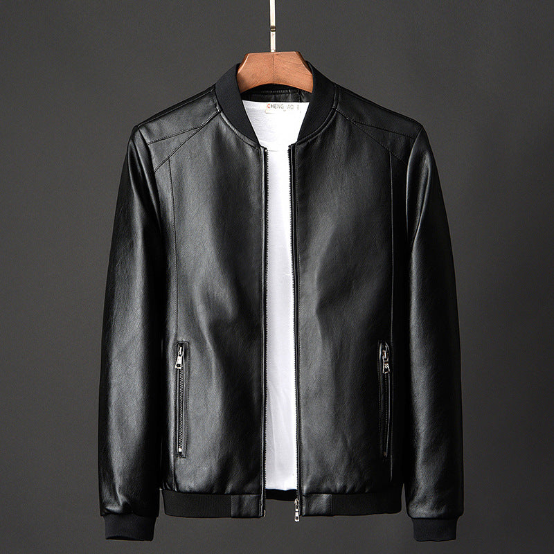 Wholesale Autumn Winter Plus 8XL Size Fashion Men's Leather Jackets Solid Color Zipper Faux Leather Casual PU Jacket for Men
