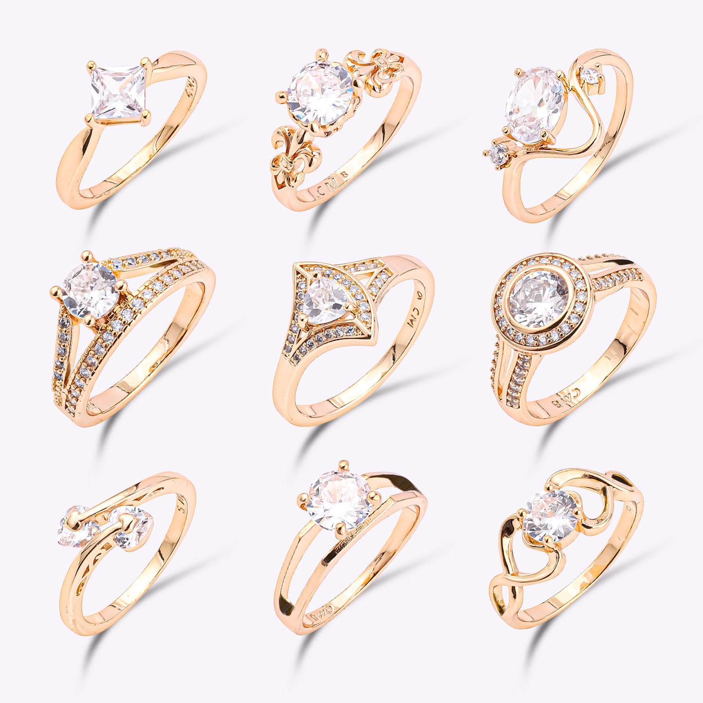 Custom 18K Gold Plated Rings Jewelry Heart butterfly Snake Cubic Zircon Gemstone Diamond Brass Finger Ring for Women