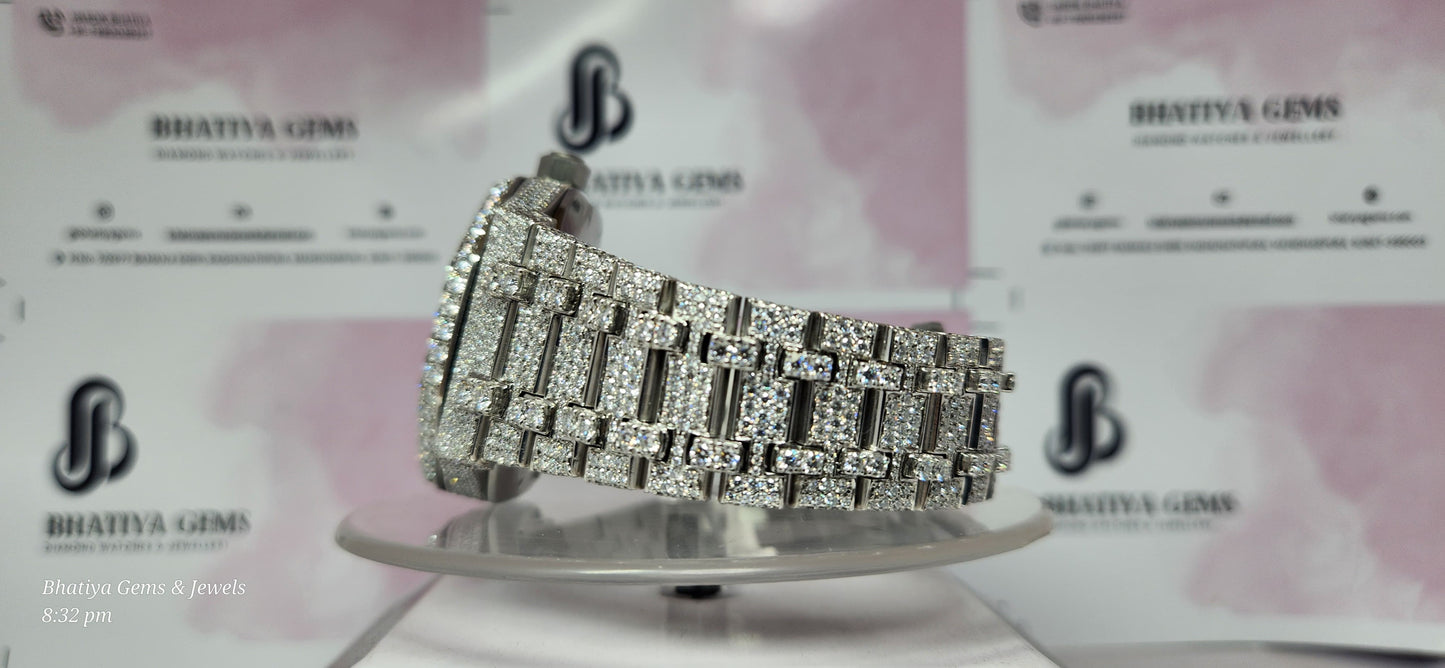 Premium Quality Antique Fully Iced Out VVS Clarity Moissanite Diamond Watch for Men with Free Delivery