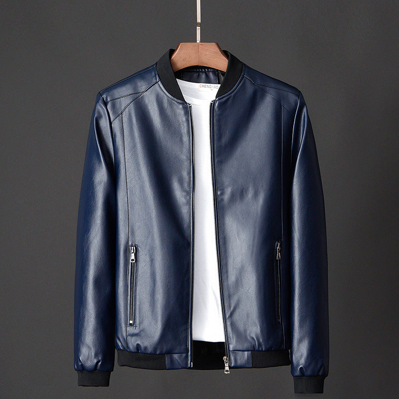 Wholesale Autumn Winter Plus 8XL Size Fashion Men's Leather Jackets Solid Color Zipper Faux Leather Casual PU Jacket for Men