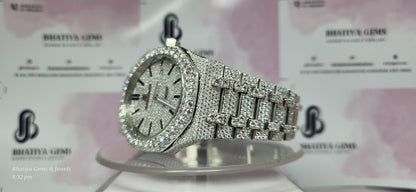 Premium Quality Antique Fully Iced Out VVS Clarity Moissanite Diamond Watch for Men with Free Delivery