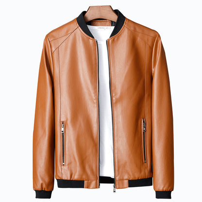 Wholesale Autumn Winter Plus 8XL Size Fashion Men's Leather Jackets Solid Color Zipper Faux Leather Casual PU Jacket for Men
