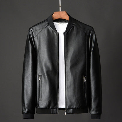 Wholesale Autumn Winter Plus 8XL Size Fashion Men's Leather Jackets Solid Color Zipper Faux Leather Casual PU Jacket for Men