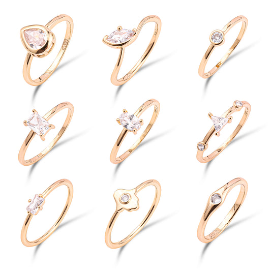 Custom 18K Gold Plated Rings Jewelry Heart butterfly Snake Cubic Zircon Gemstone Diamond Brass Finger Ring for Women