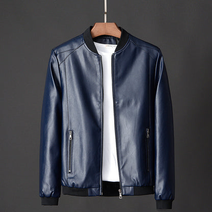 Wholesale Autumn Winter Plus 8XL Size Fashion Men's Leather Jackets Solid Color Zipper Faux Leather Casual PU Jacket for Men